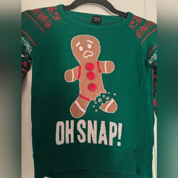 Green Holiday Sweater with Gingerbread Design - Picture 4 of 6